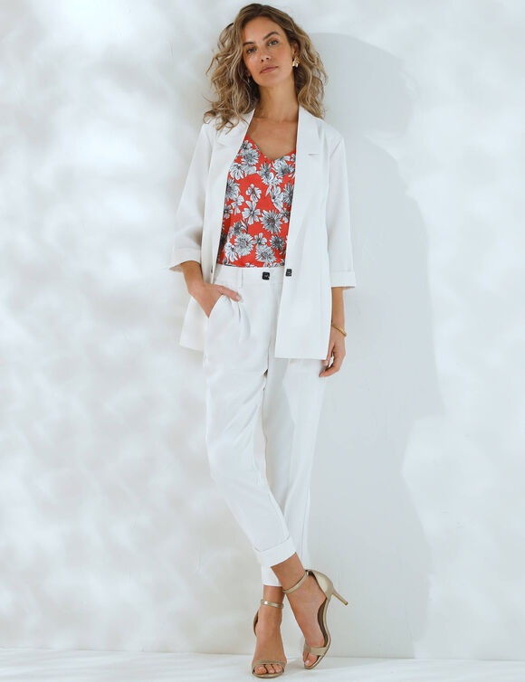 Pantalon 7/8&egrave;me fusel&eacute; fluide (&eacute;cru)