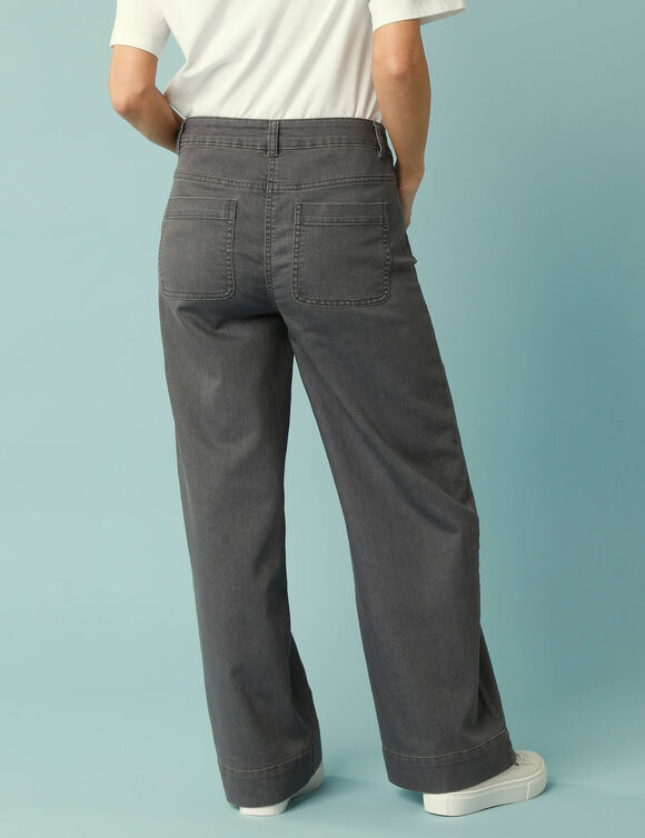 Jean taille haute Spécial Petites entrej. 60 cm, coupe large 7/8ème (gris)