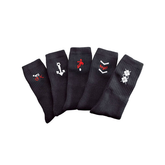 Mi-chaussettes motifs sport - lot de 10 paires (noir)