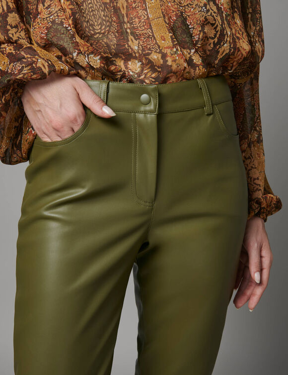 Pantalon fusel&eacute; 7/8&egrave;me aspect enduit (vert)