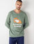 Pyjama coton imprimé message, manches longues (vert / marine)