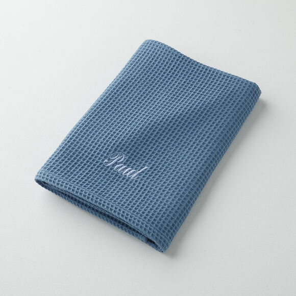 Serviette de bain nid d'abeille  Colombine&reg;, personnalisable, 240 g/m2 (bleu)