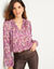 Bloes in voile met vlekkenprint (pruim)