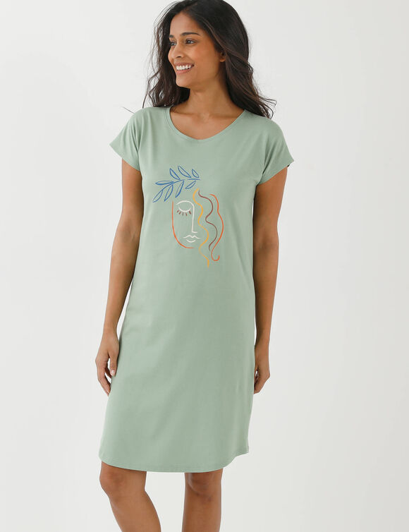 Chemise de nuit imprim&eacute;e Mad&egrave;re (vert)