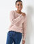 Trui met ronde hals, fantasiebreisel met pool (poederroze)