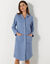Peignoir in fleece met knoopsluiting (blauw)
