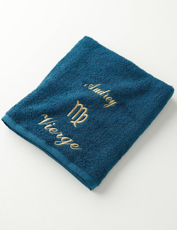 Serviettes de bain brod&eacute;es signe astrologique, &agrave; personnaliser - 420g/m2 (vierge)