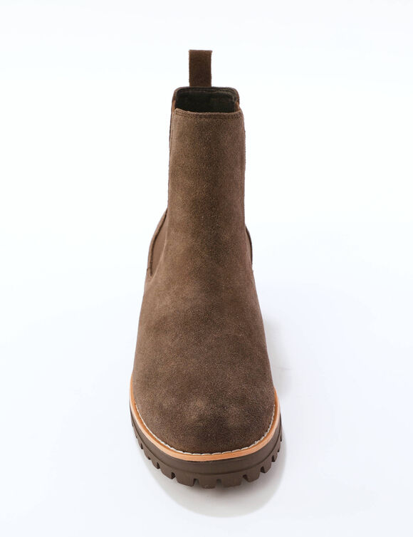 Chelsea boots in splitleer (chocolade)