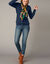 Vest in lamswol met V-hals en knoopsluiting (marine)