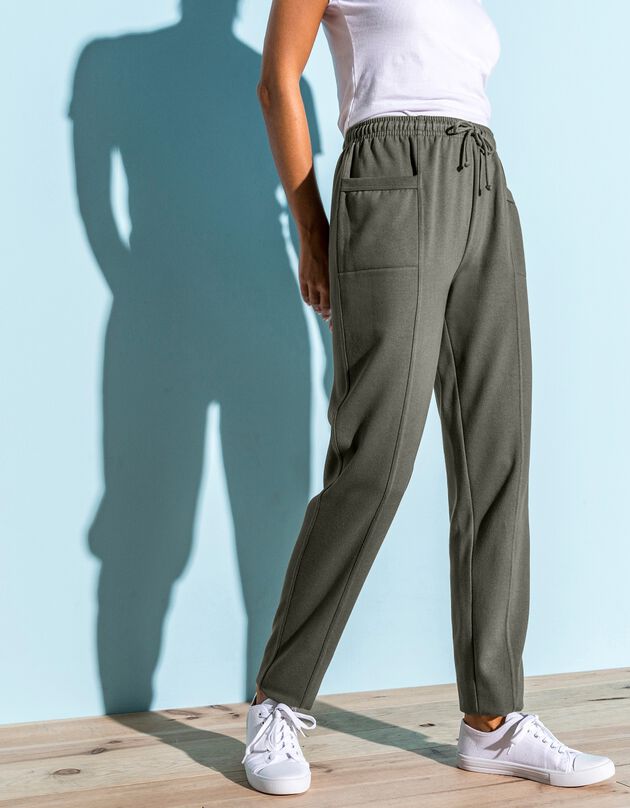 Pantalon jogging, molleton gratté (kaki)