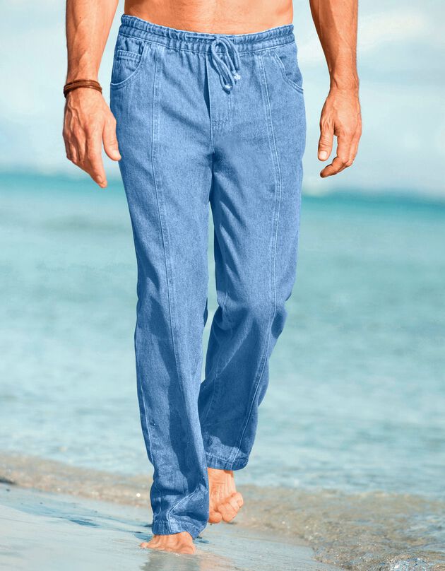 Jeans in lichte denim met elastische taille (bleached)