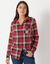 Geruit hemd in flanel (pruim / roze)