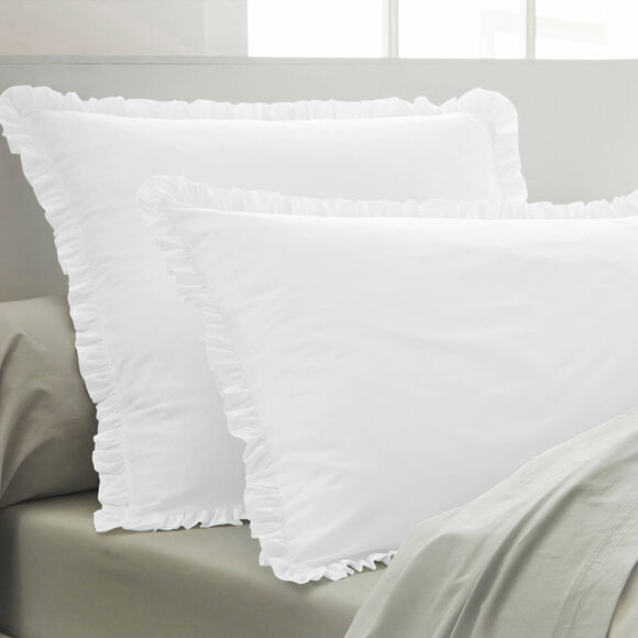 Linge de lit uni - percale de coton 72 fils/cm&sup2; (blanc)