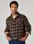 Flanel overhemd met geruite ruit (koper / marine)