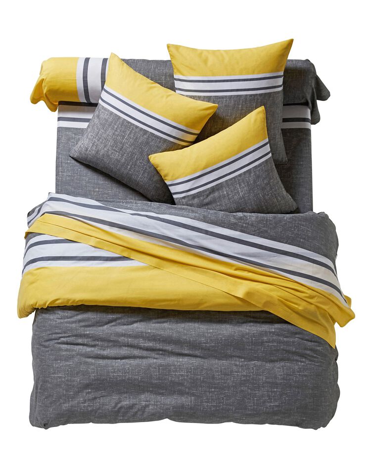 Linge de lit Nathalie coton, gris / jaune Linge de lit Nathalie coton, gris / jaune, hi-res image number 1