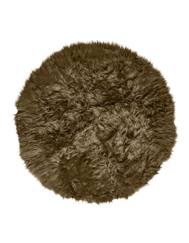 Tapis rond poils longs (taupe)