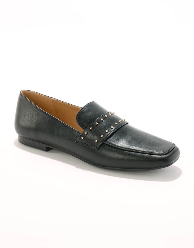 Mocassins met sierspijkers en vierkante neus (zwart)