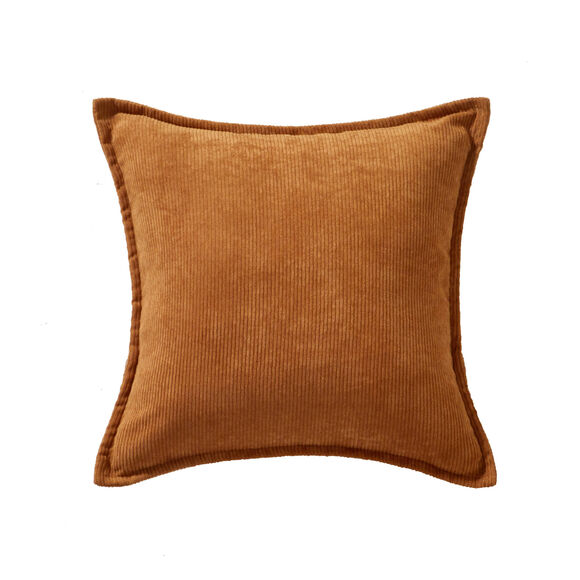 Effen kussen in ribvelours (karamel)