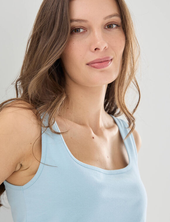 D&eacute;bardeur col carr&eacute; uni (bleu ciel)