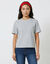 Boxy T-shirt met ellebooglange mouwen (chin&eacute; grijs)