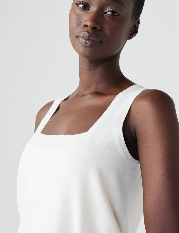 D&eacute;bardeur col carr&eacute; en maille, toucher doux (&eacute;cru)