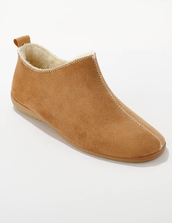 Chaussons bottillons fourrés, suédine (beige foncé)