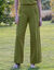 Ruime broek met plooien en hoge taille, effen (mosgroen)