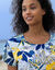 Robe courte imprimée manches courtes (bleu / jaune)