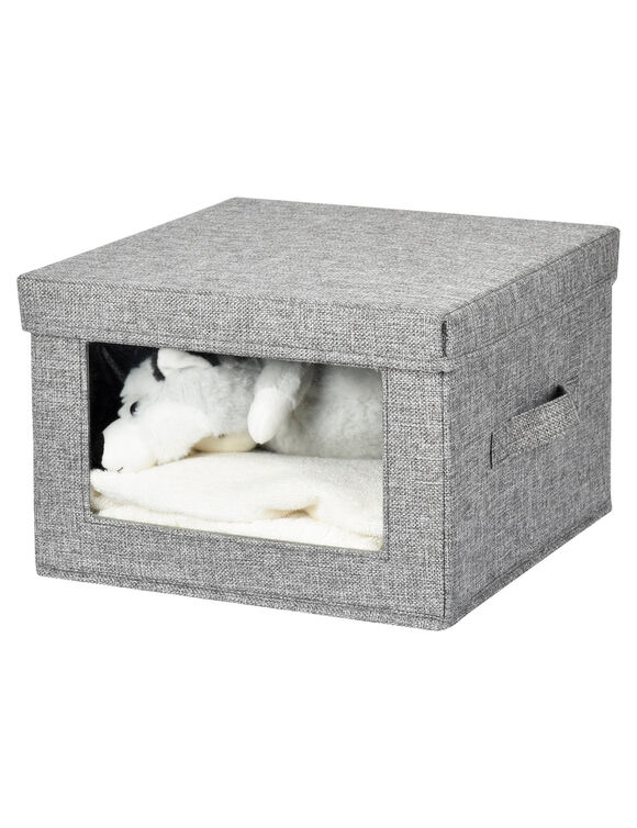Bo&icirc;te rangement pliable tissu gris &agrave; grande fen&ecirc;tre (gris)