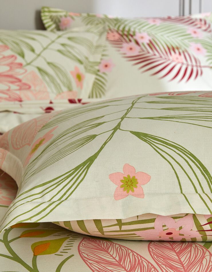 Linge de lit Eglantine en coton imprimé végétal (écru)