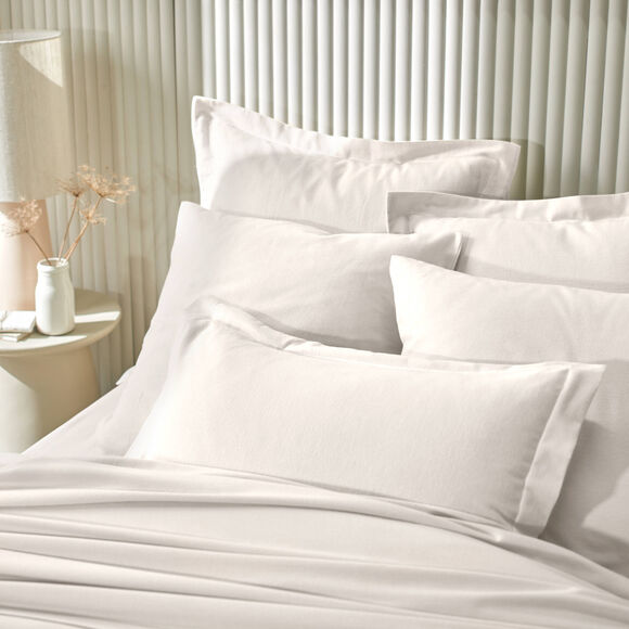 Linge de lit uni flanelle (ivoire)