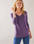 T-shirt met V-hals en lange mouwen (paars)
