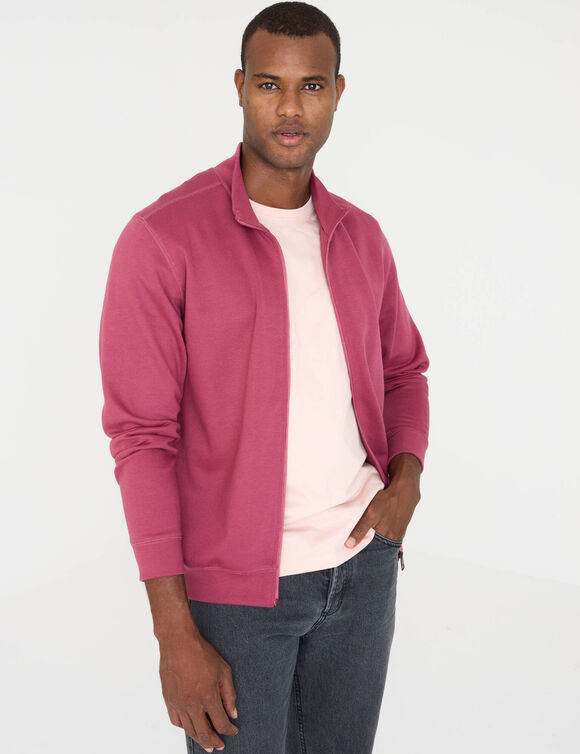 Sweat enti&egrave;rement zipp&eacute; uni (rose fonc&eacute;)