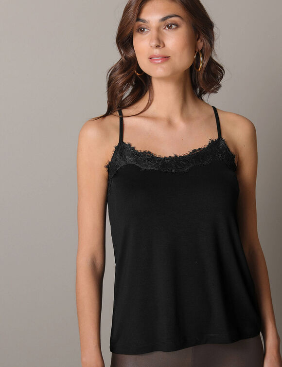 Débardeur dentelle fines bretelles  (noir)