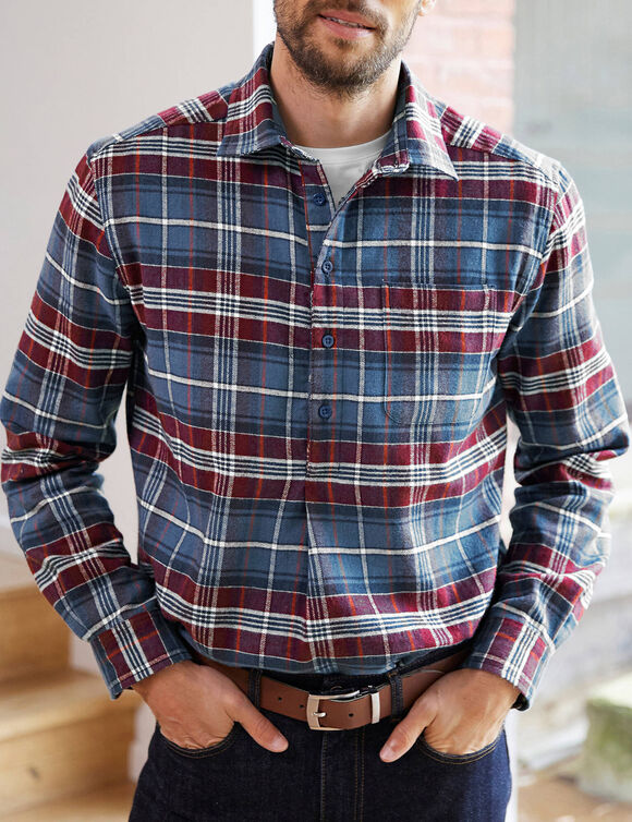 Chemise extra-longue carreaux flanelle (bordeaux)