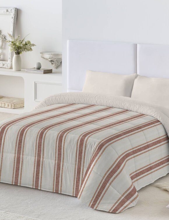 Couette microfibre rayures bayadère 200 g/m² (marron / beige)