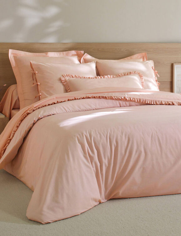 Linge de lit uni percale (rose poudré)