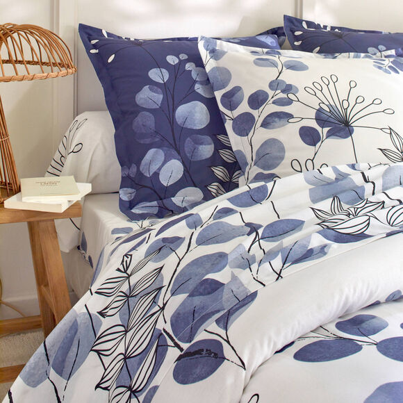 Linge de lit Danae imprim&eacute; - coton 57 fils/cm&sup2; (bleu encre)