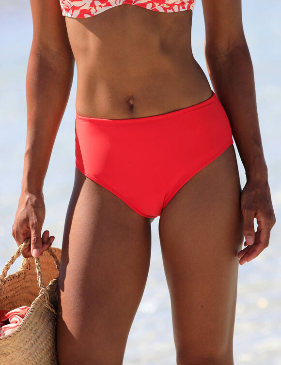 Effen bikinislip met hoge taille Solaro (grenadine)