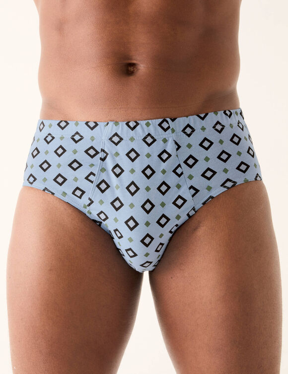 Slip met open kruis en hoge taille, bedrukt met een jacquardmotief - set van 6 (blauw + kaki + zwart)