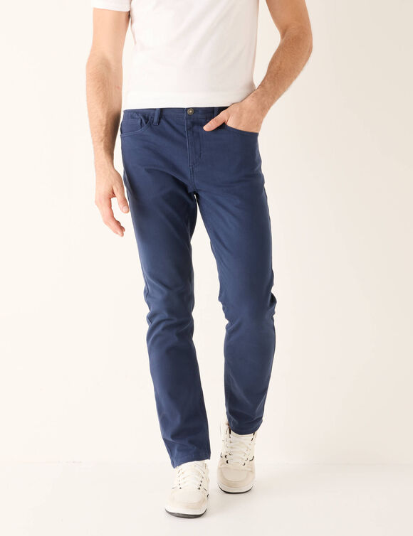 Pantalon droit 5 poches ceinture &eacute;lastiqu&eacute;e invisible - L30 (marine)