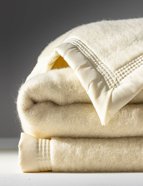 Tweekleurig deken in wol 600g/m2 (ecru)