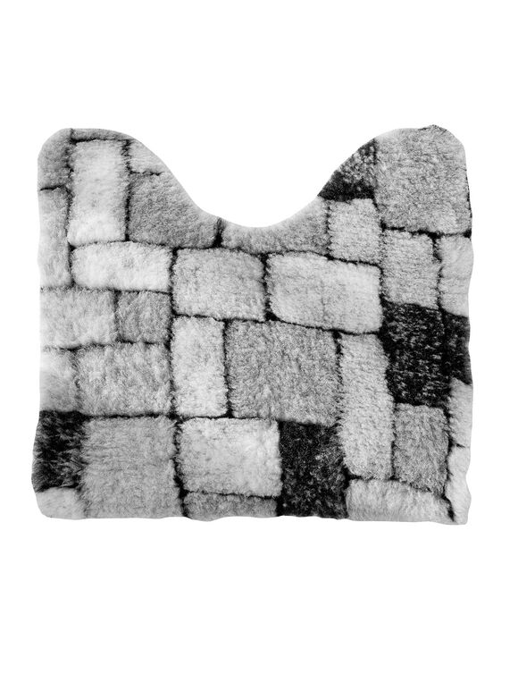 Tapis de bain mosaïque toucher peluche (gris)