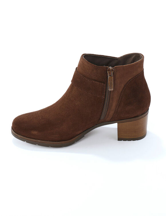 Boots in splitleer met fleecevoering - zwart (bruin)