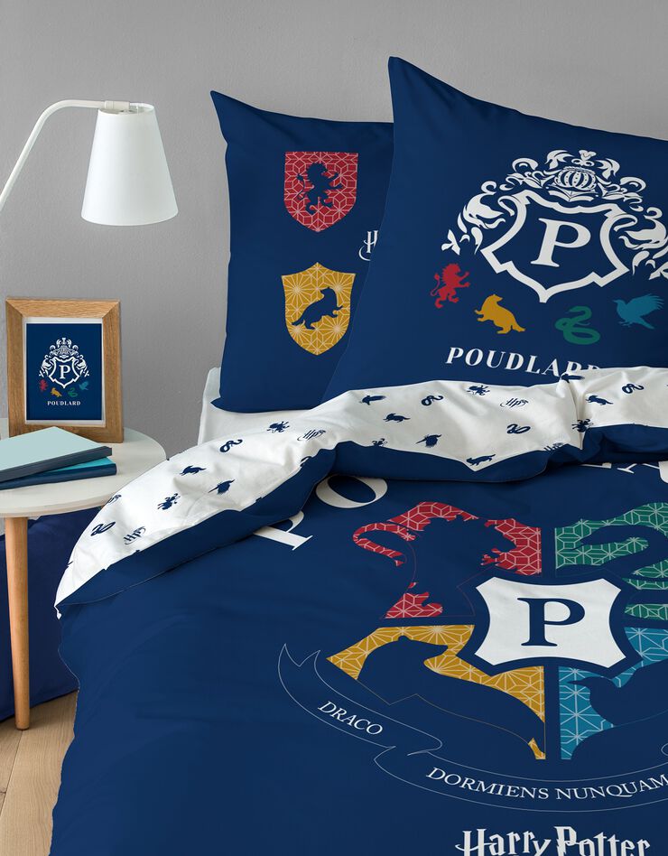 Parure de lit Blason Harry Potter® - coton (bleu marine)