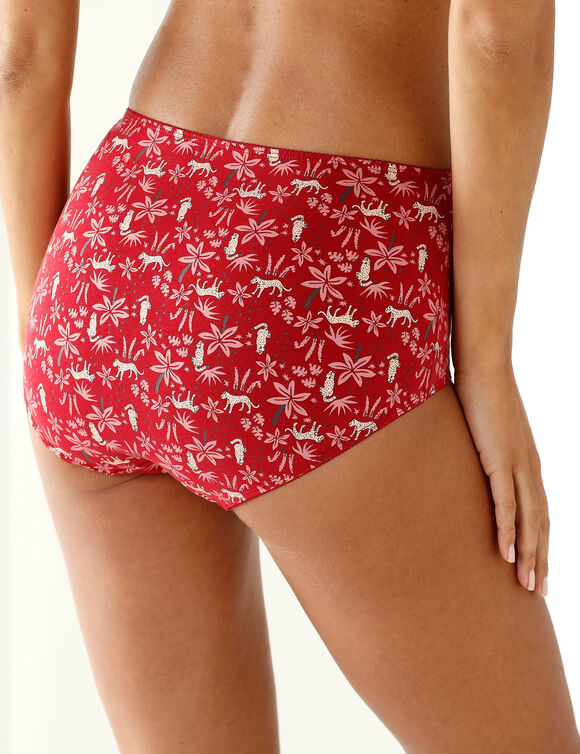 Culotte maxi coton stretch imprim&eacute; "panth&egrave;re" - lot de 4 (rouge)