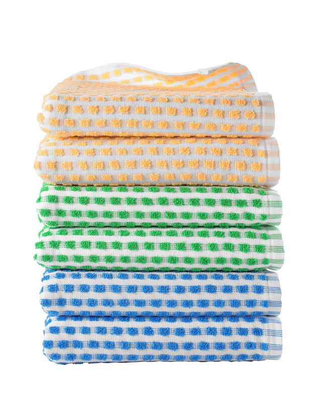 Handdoek in badstof, 3 kleuren - Sets (blauw + groen + geel)