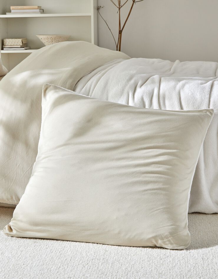 Omkeerbaar bedlinnen in jerseyfleece met pluchetouch (zandkleur)