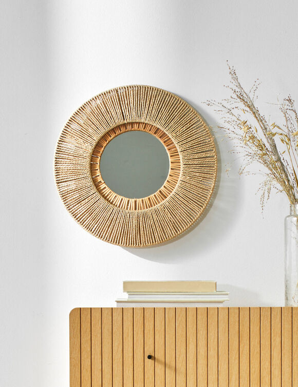 Ronde spiegel in rotan (rotan)