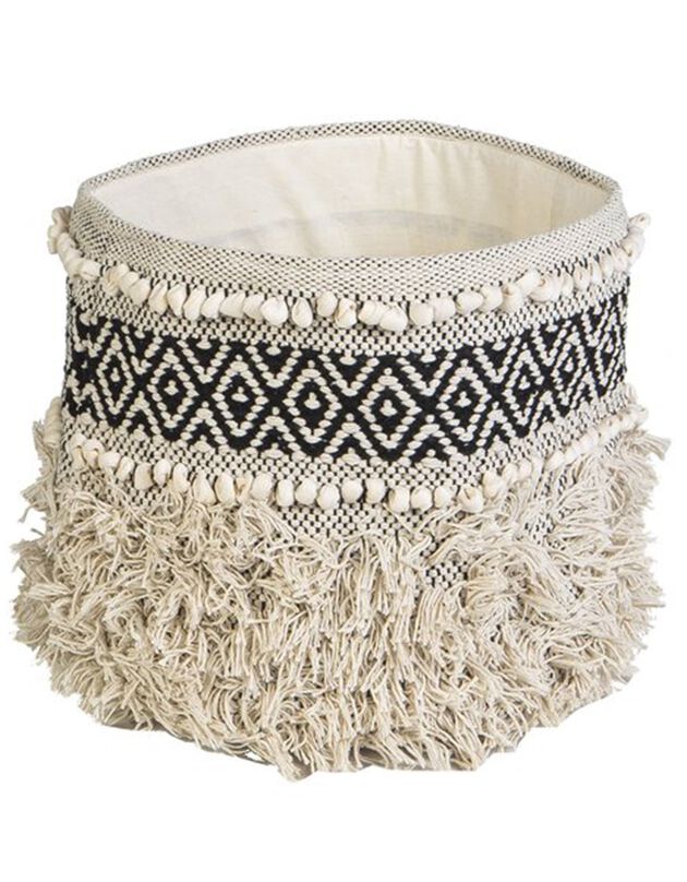 Panier de rangement en coton Aborigène (naturel/noir)